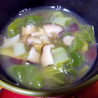 ターサイ&椎茸の味噌汁